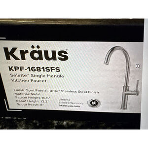 Kraus KPF-1681SFS Single Handle 18-Inch Kitchen Faucet w/ Pull Sprayer NEW